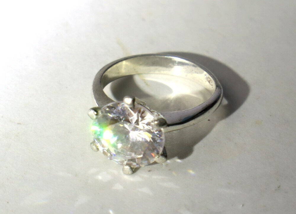 Impressive Clear SILVER Topaz .925 Sterling Silver Ring #5.5 free resizing – photo 10