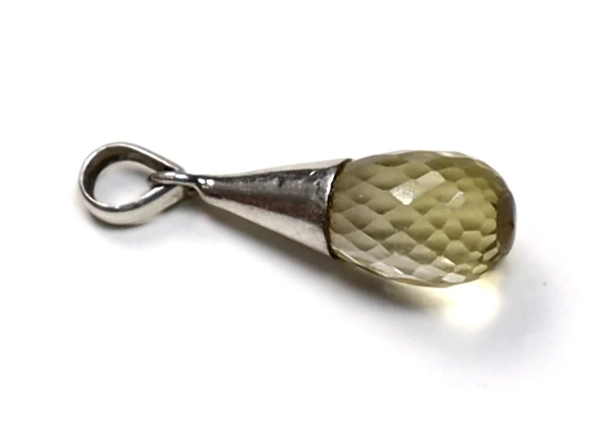 Exquisite handcrafted Clear Light Brown Quartz .925 Sterling Silver Pendant 42mm – photo 2