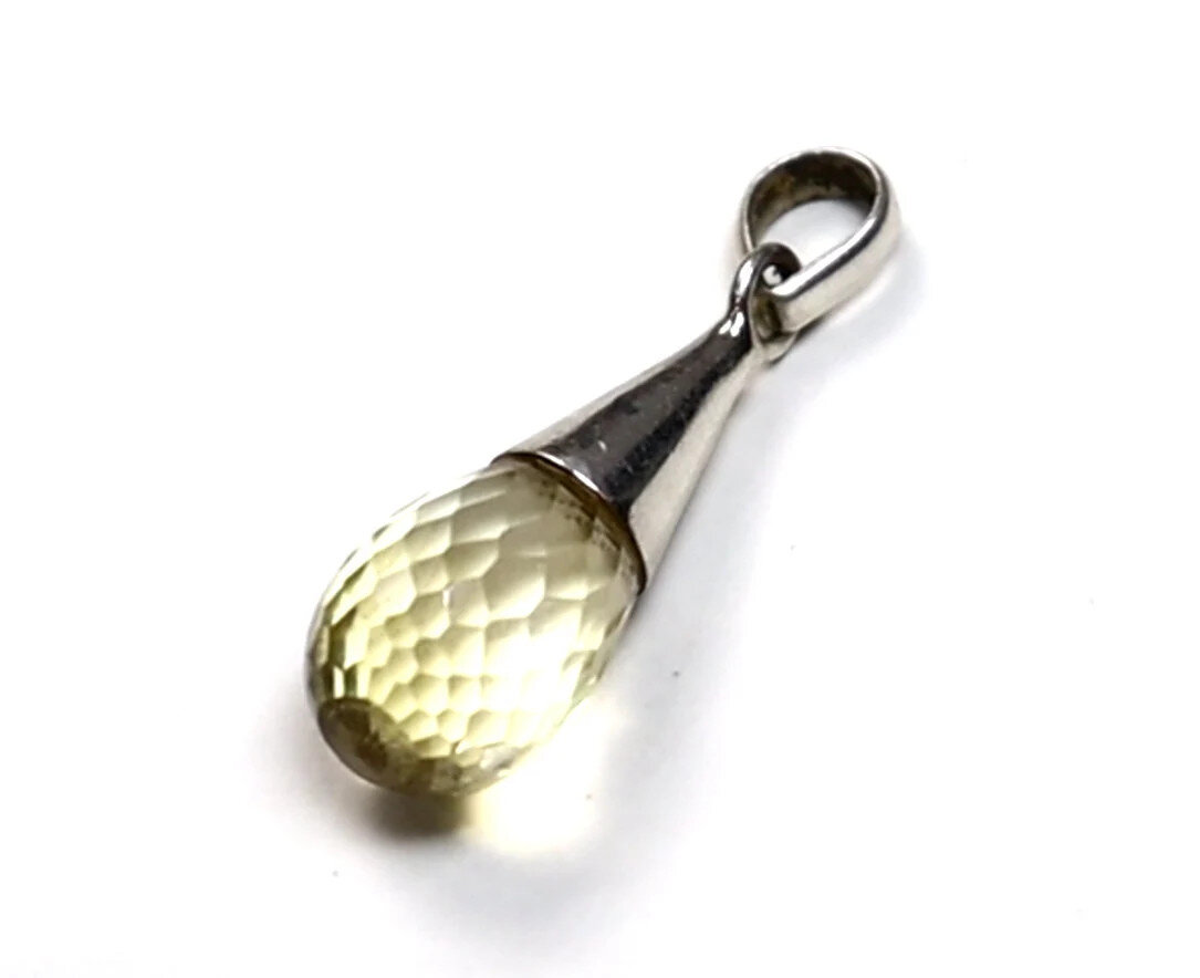 Exquisite handcrafted Clear Light Brown Quartz .925 Sterling Silver Pendant 42mm – photo 4