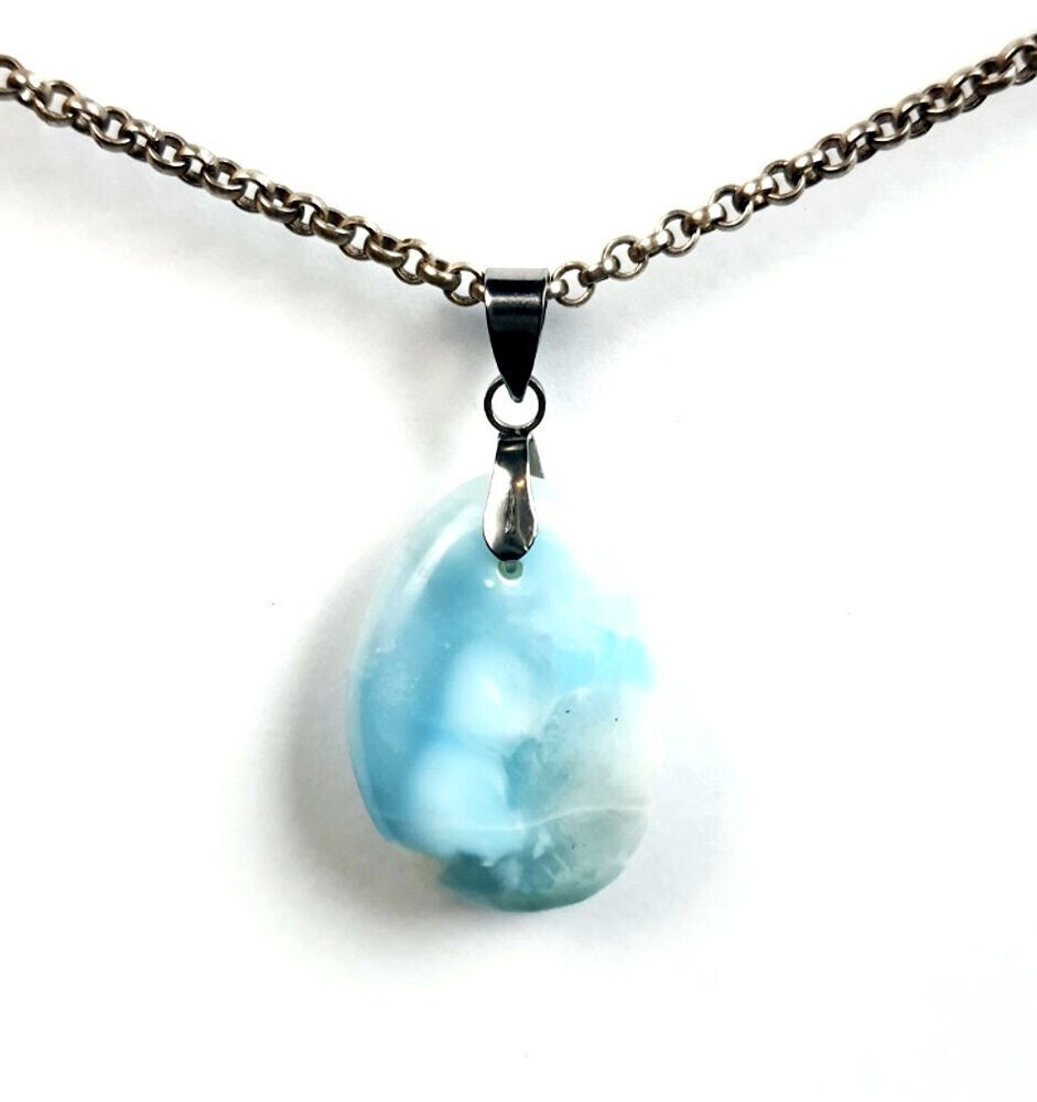 Charming Design Natural Sky Blue Larimar Pendant 38mm – photo 5