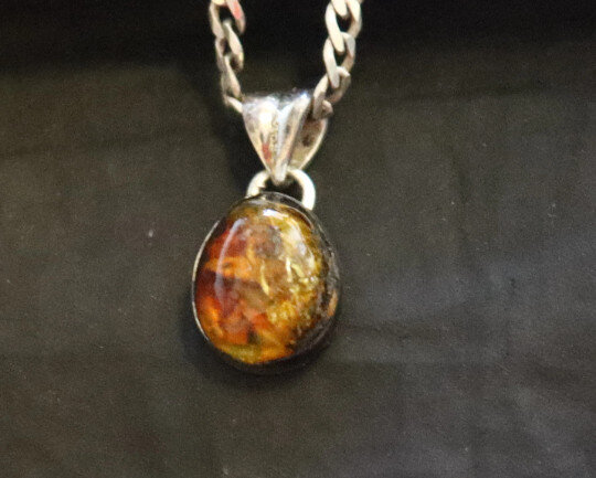 Beautiful Natural Clear Yellow Green Amber .925 Sterling Silver Pendant 23mm – photo 5