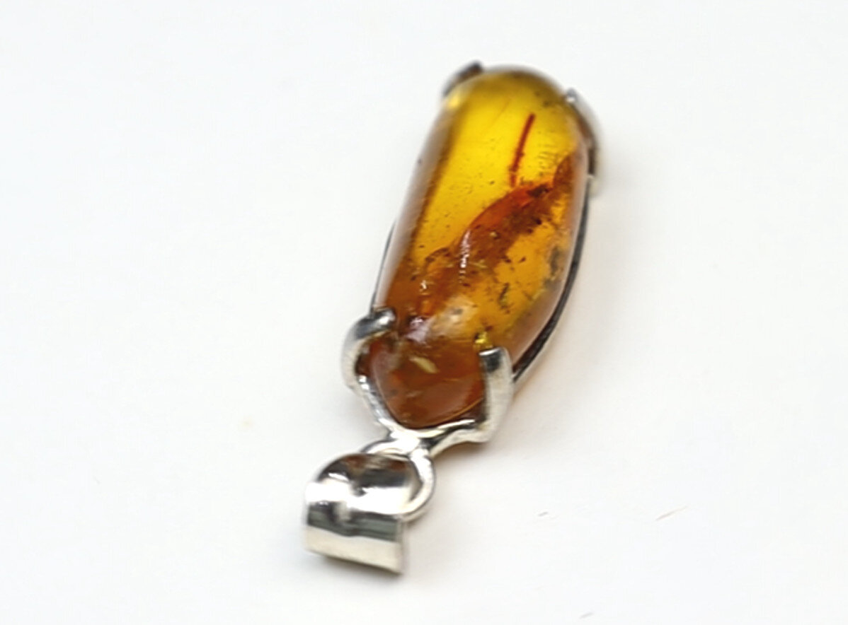 Impressive Inclusions Natural Clear Deep Yellow Amber 925 Sterling Silver Pendant – photo 5
