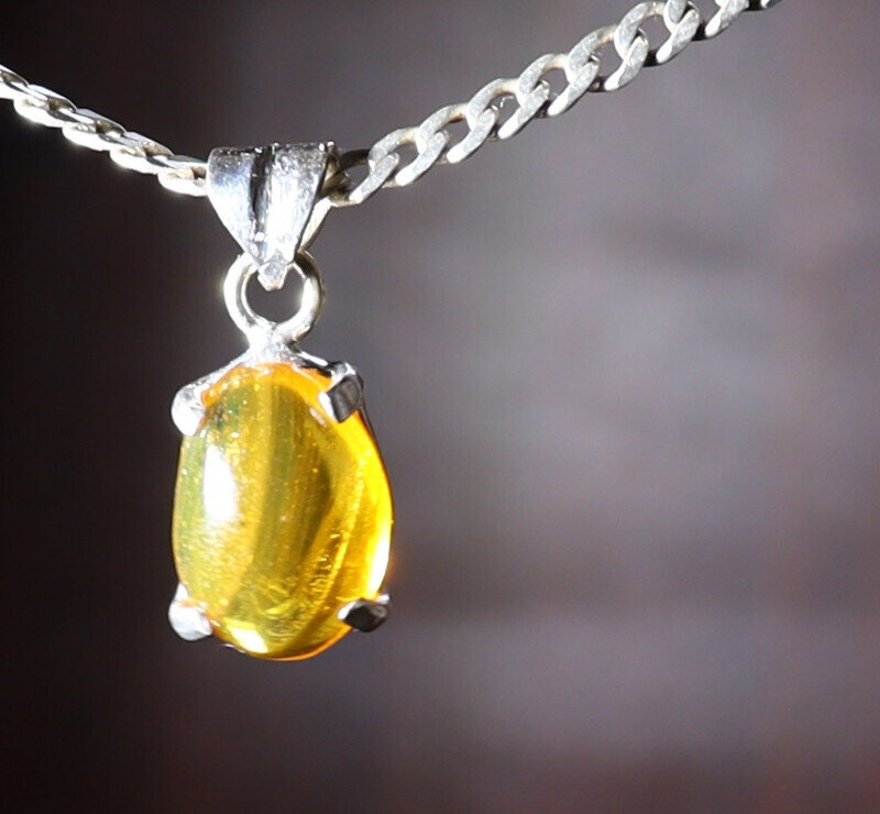 Beautiful Natural Amber .925 Sterling Silver Pendant Lots Fossil Insect Bug 26mm – photo 5