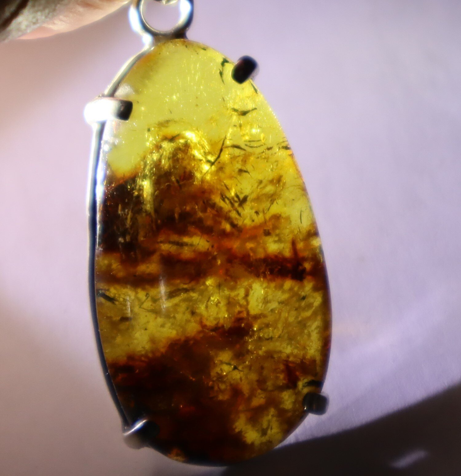 Beautiful Natural Transl. Yellow Green Amber .925 Sterling Silver Pendant 45mm – photo 8