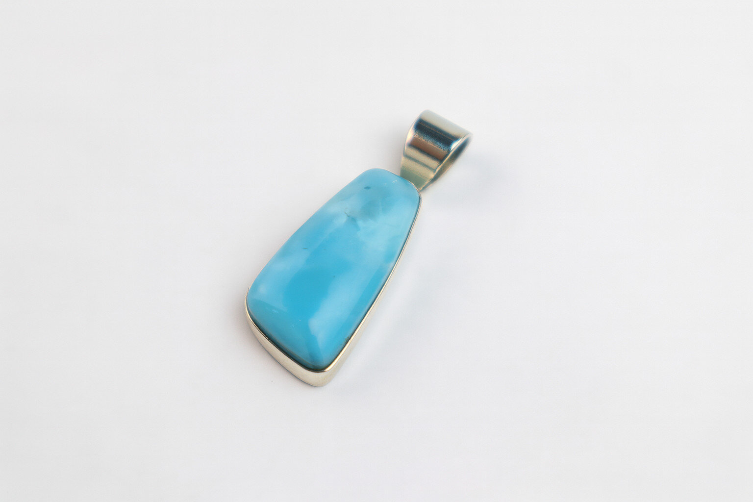 Exquisite Natural Sky Blue Larimar .925 Sterling Silver Pendant 36mm – photo 3