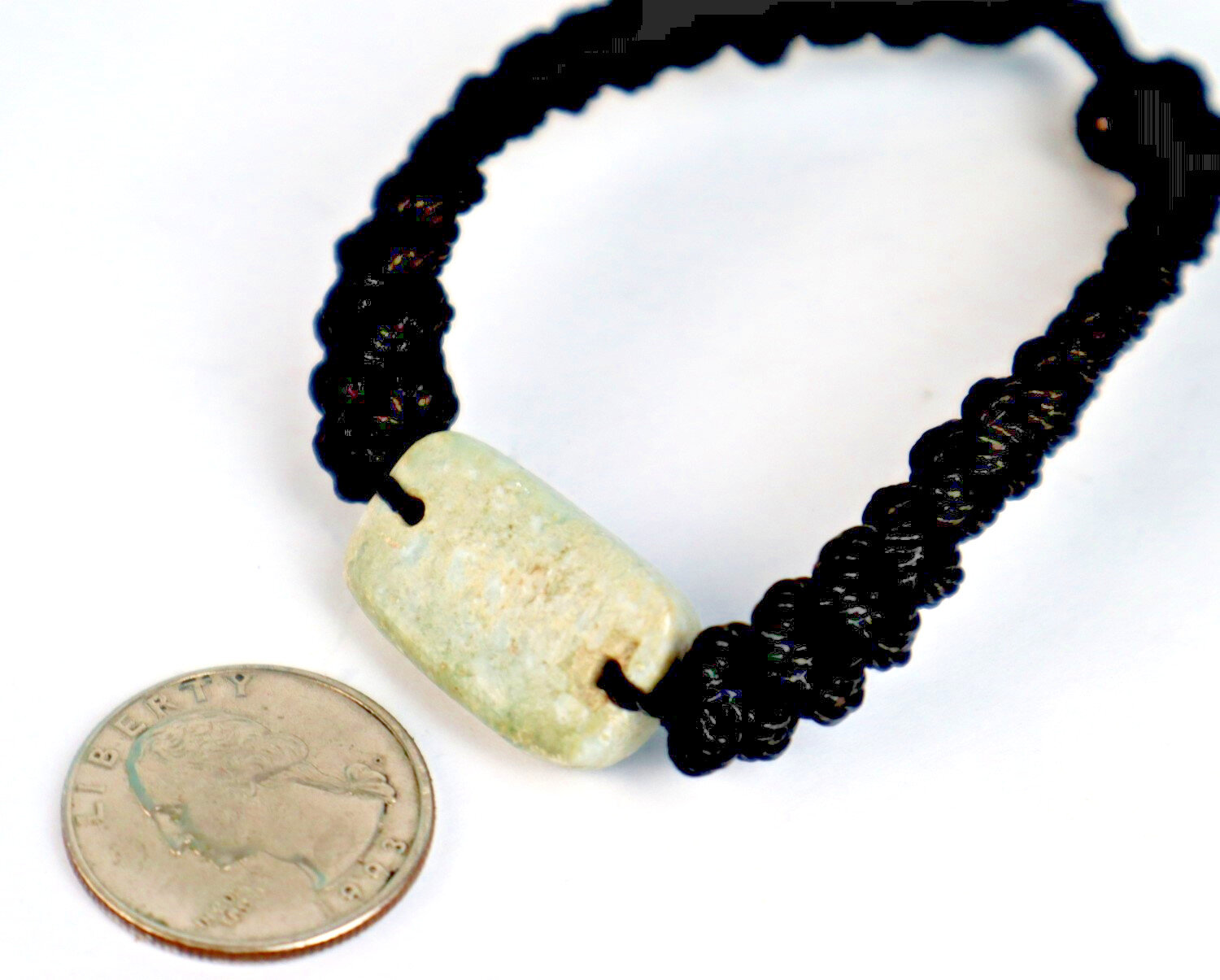 Rarest Natural Larimar (27mm) Bracelet Wristband adjustable Macrame cord – photo 4