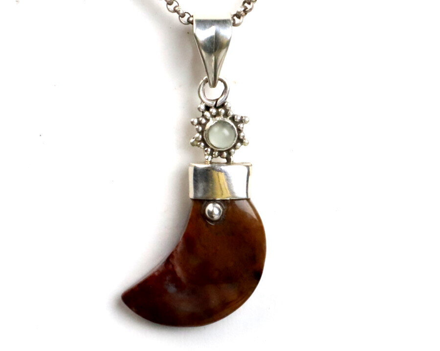 Finest Natural Deep Brown Cat Eye .925 Sterling Silver Claw Pendant 60mm – photo 7