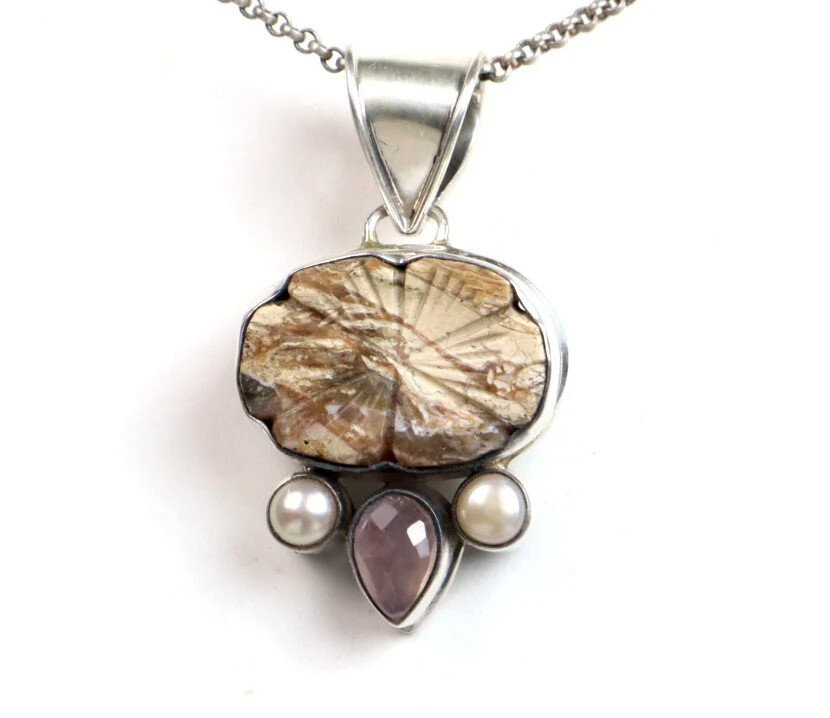 Exquisite Handcarved Natural Smoky Brown Wild Horse Jasper .925 Sterling Silver – photo 4