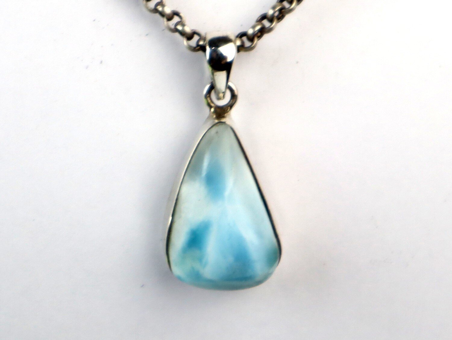 Exquisite Natural Sky Blue Larimar .925 Sterling Silver Pendant 30mm – photo 4