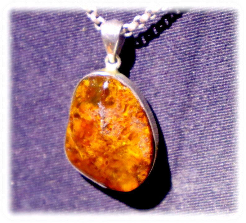 Charming Natural Translucent Brown Orange Amber 925 Sterling Silver Pendant 36mm – photo 5