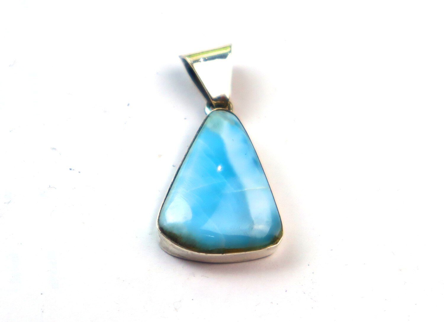 Beautiful Natural Sky Blue Larimar solid .925 Sterling Silver Pendant 33mm – photo 3
