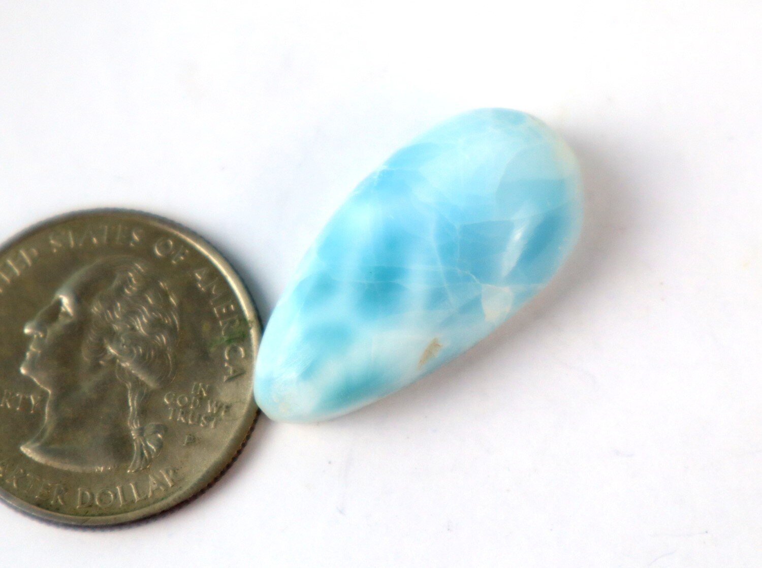 Impressive Natural Sky Blue Larimar Cabochon 30mm – photo 3