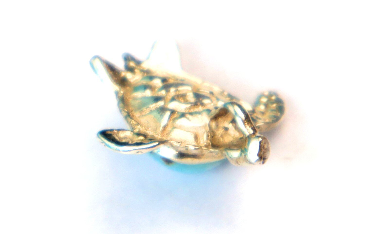 Lovely Natural Sky Blue Larimar .925 Sterling Silver Turtle Pendant 25mm – photo 5