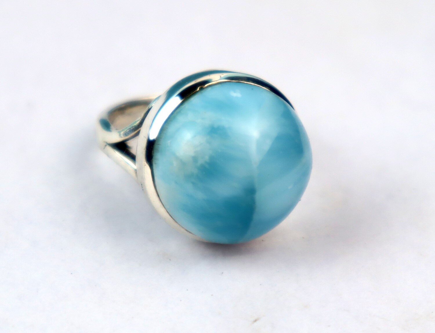 Exquisite Natural Sky Blue Larimar .925 Sterling Silver Ring #5.5 free resize – photo 8