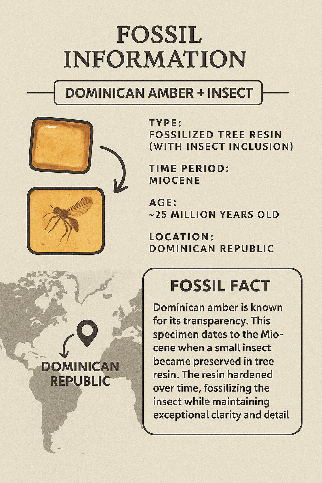 Natural Dominican Amber Polished Stone (24mm) — Fossil Insect Inclusion – photo 2