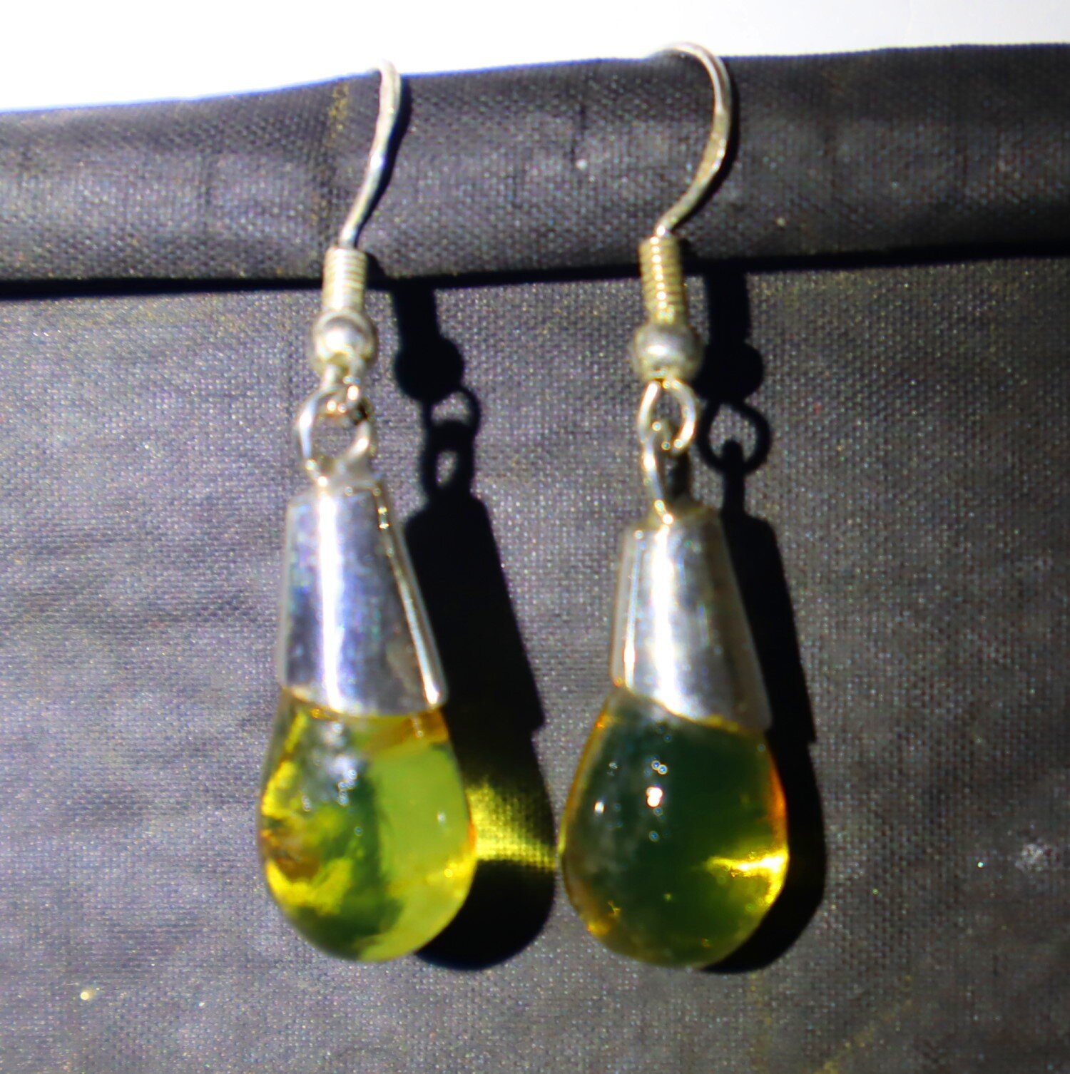 Lovely Natural Clear Yellow Green Amber .925 Sterling Silver Earrings 42.0mm – photo 5