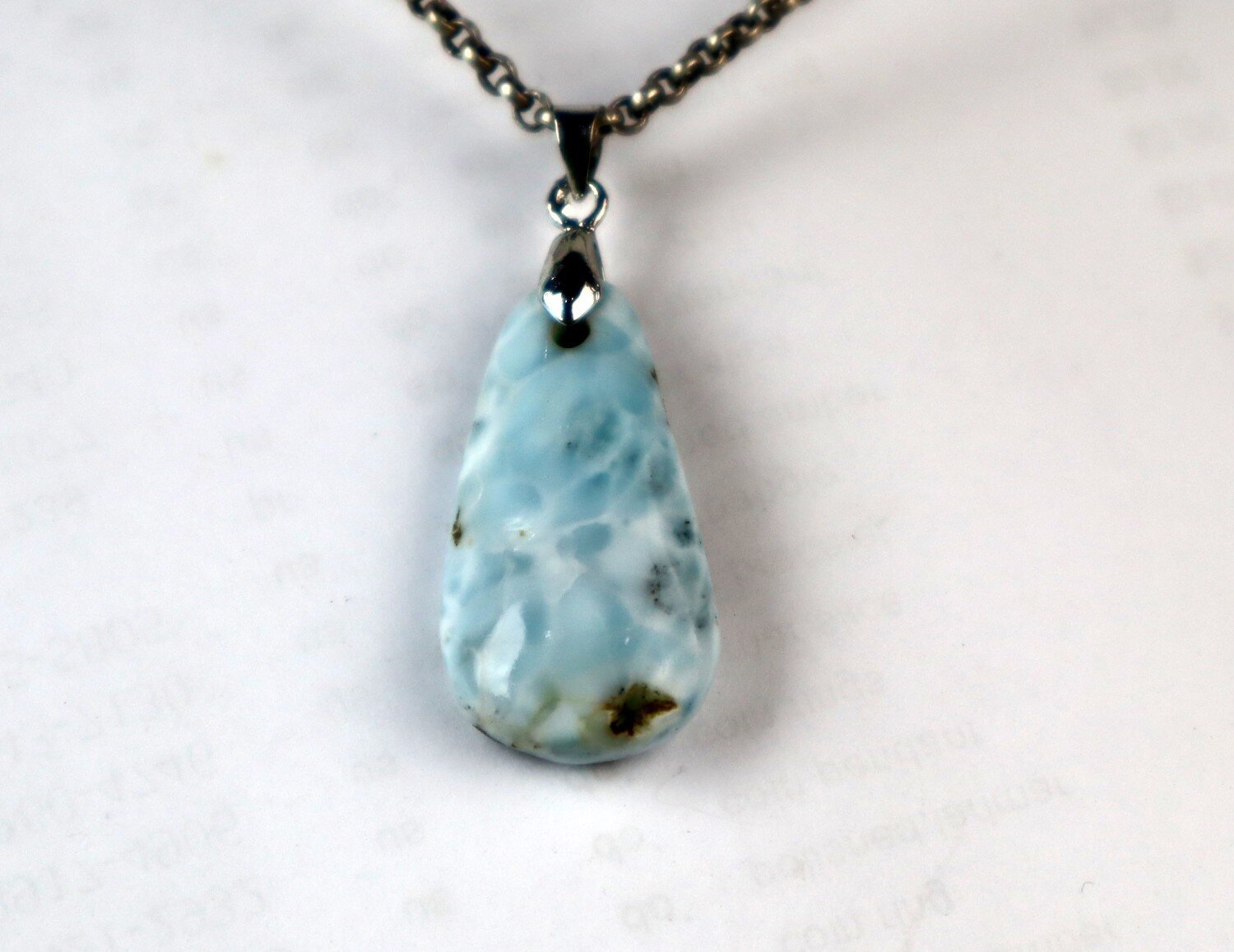 Charming Design Natural Light Blue Larimar Pendant 41mm – photo 7