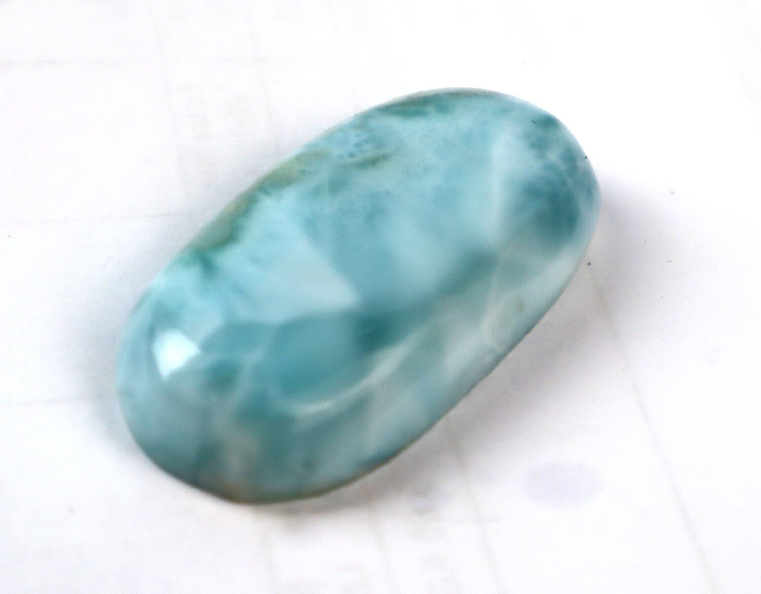 Impressive Natural Dominican Light Blue Larimar Polished Cabochon 35mm – photo 4